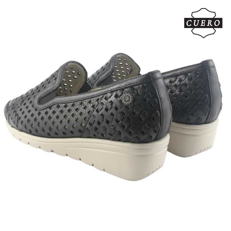 ZAPATO DE CUERO CHALADA MUJER CROSE-1 NEGRO CASUAL - 7