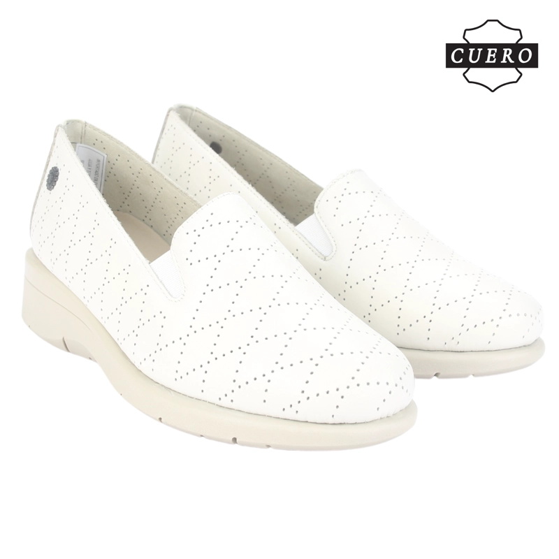 MOCASIN DE CUERO CHALADA MUJER CALA-2 BEIGE CASUAL - 6