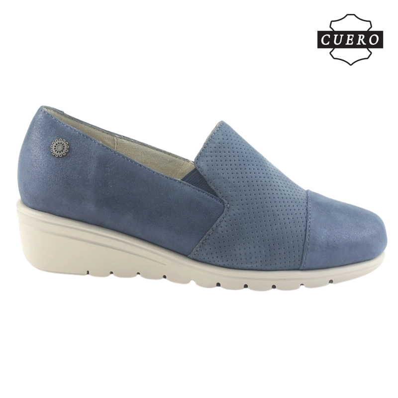 ZAPATO DE CUERO CHALADA MUJER CASIA-1 AZUL CASUAL - 2
