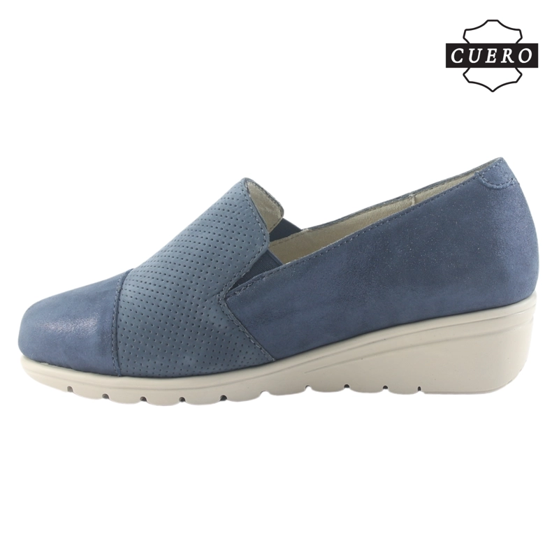 ZAPATO DE CUERO CHALADA MUJER CASIA-1 AZUL CASUAL - 3
