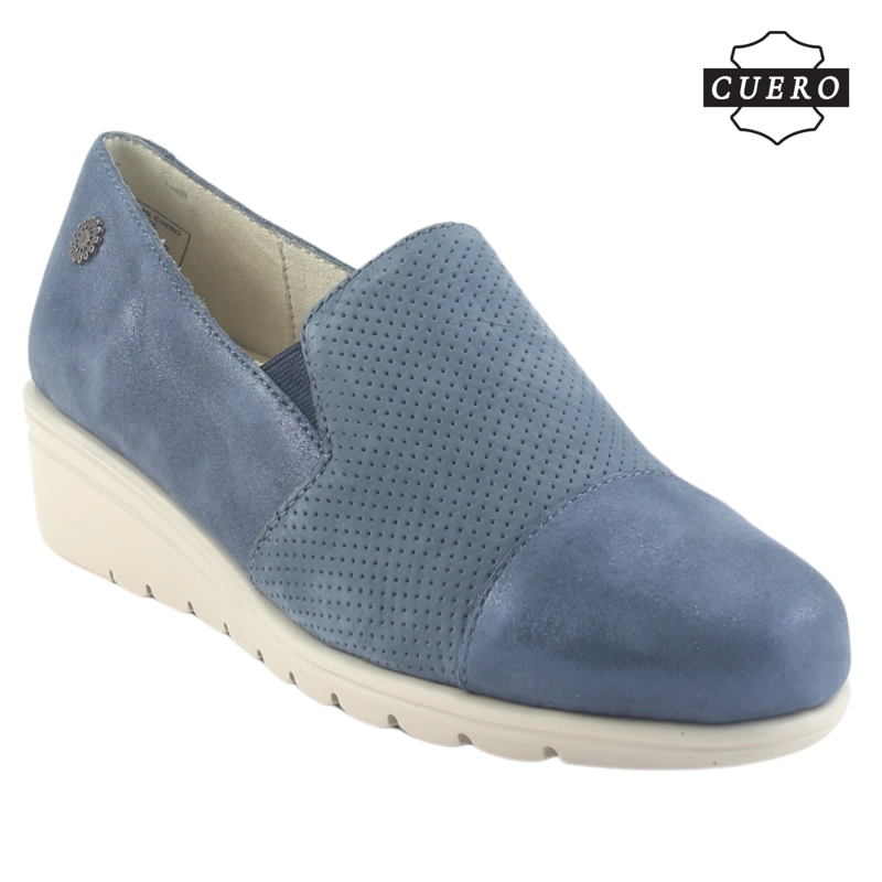 ZAPATO DE CUERO CHALADA MUJER CASIA-1 AZUL CASUAL - 4