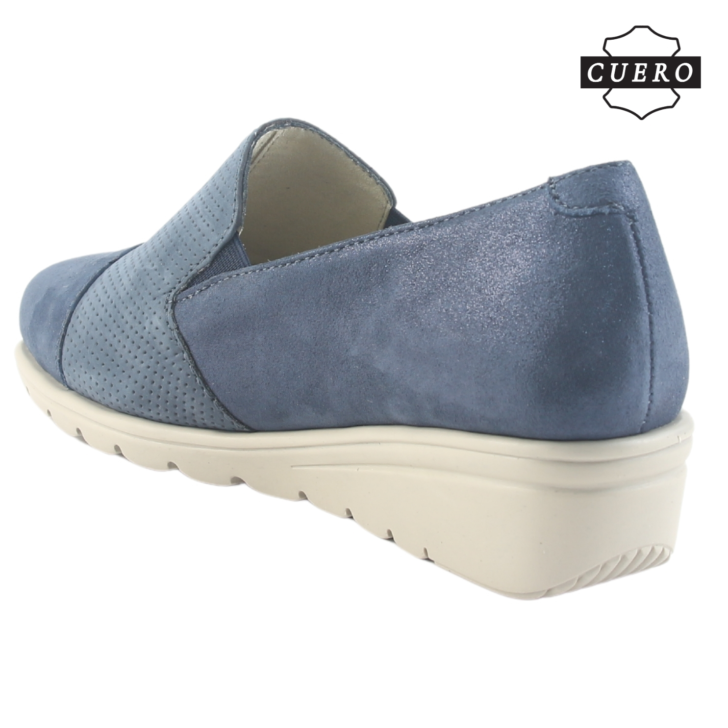 ZAPATO DE CUERO CHALADA MUJER CASIA-1 AZUL CASUAL - 5