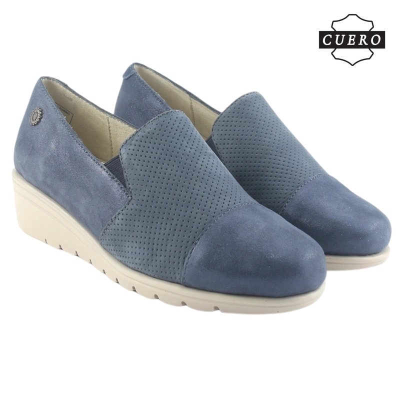 ZAPATO DE CUERO CHALADA MUJER CASIA-1 AZUL CASUAL - 6