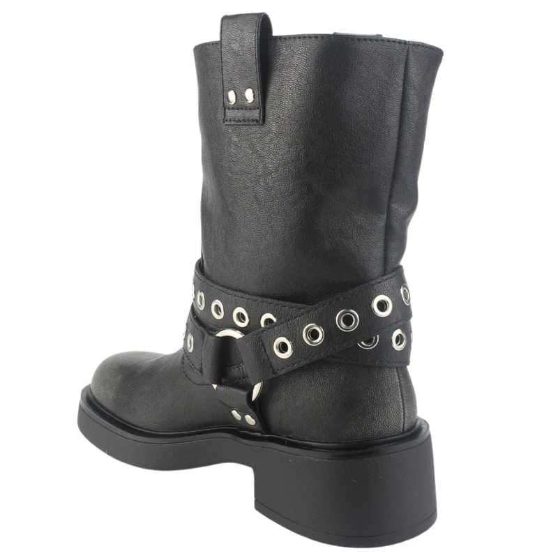 BOTIN CHALADA MUJER BIKER-5 NEGRO CASUAL - 8