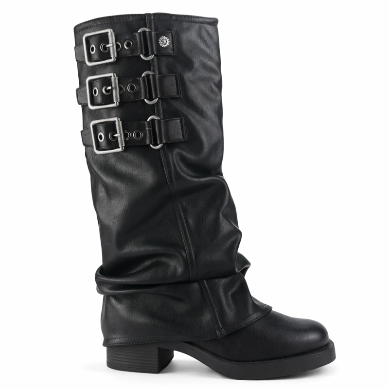 BOTA CHALADA MUJER BIKER-7 NEGRO CASUAL - 1