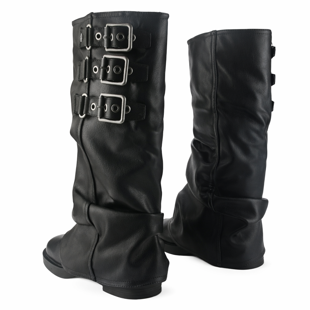 BOTA CHALADA MUJER BIKER-7 NEGRO CASUAL - 4