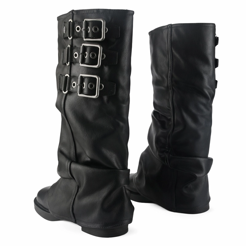 BOTA CHALADA MUJER BIKER-7 NEGRO CASUAL - 4