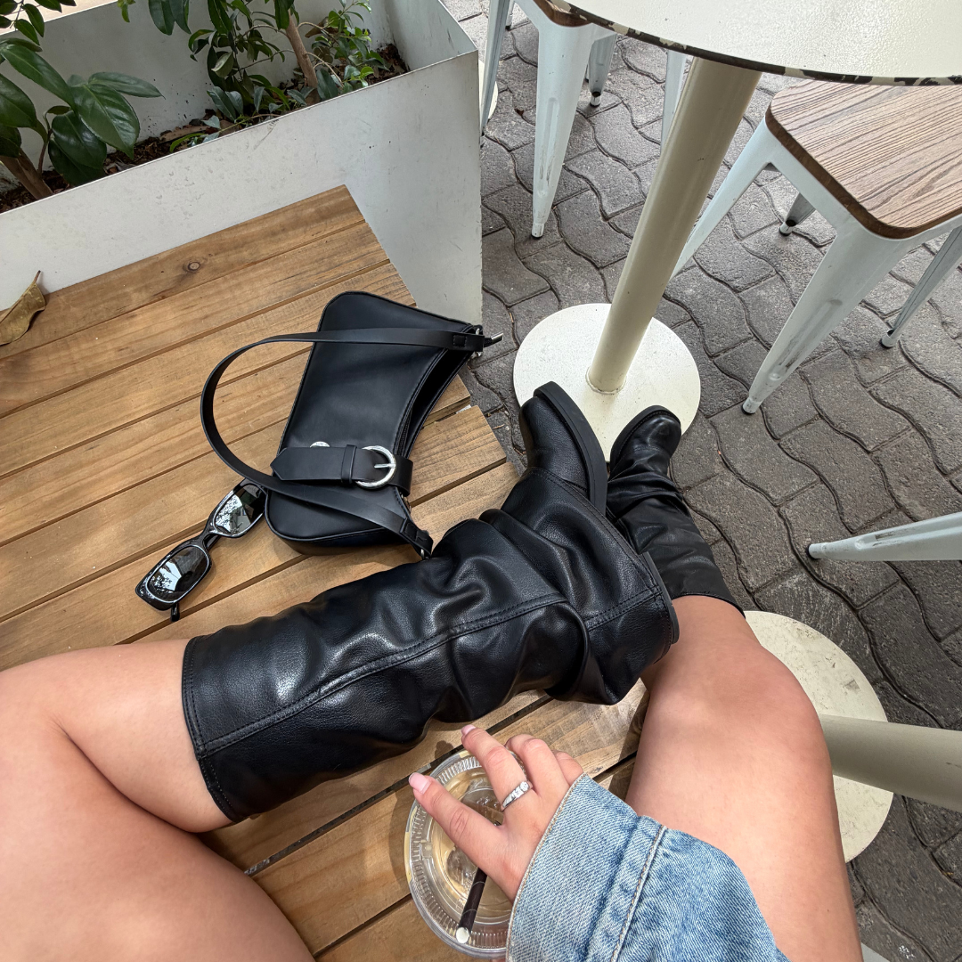 BOTA CHALADA MUJER BIKER-7 NEGRO CASUAL - 6