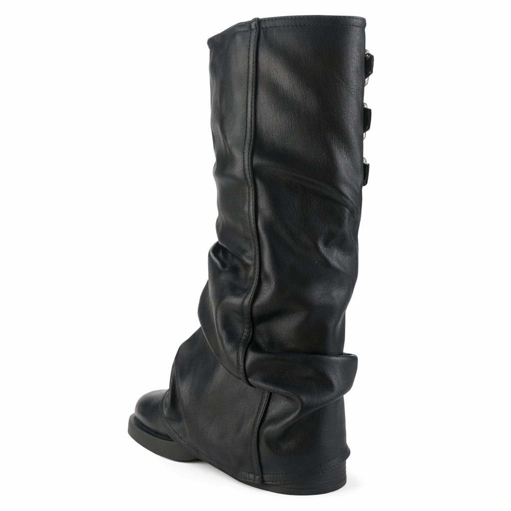 BOTA CHALADA MUJER BIKER-7 NEGRO CASUAL - 9