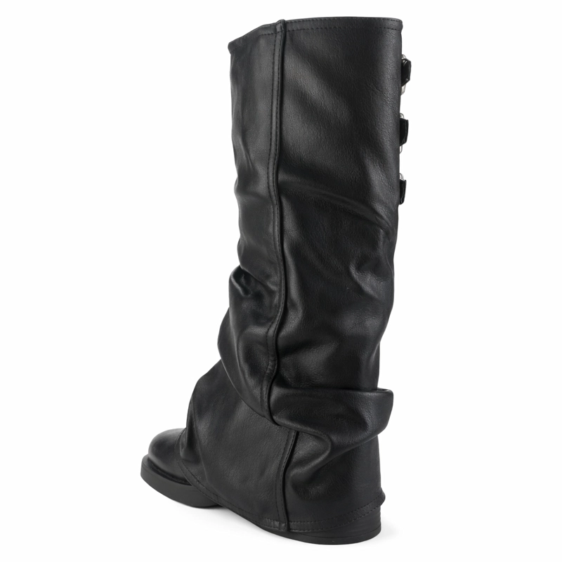 BOTA CHALADA MUJER BIKER-7 NEGRO CASUAL - 9