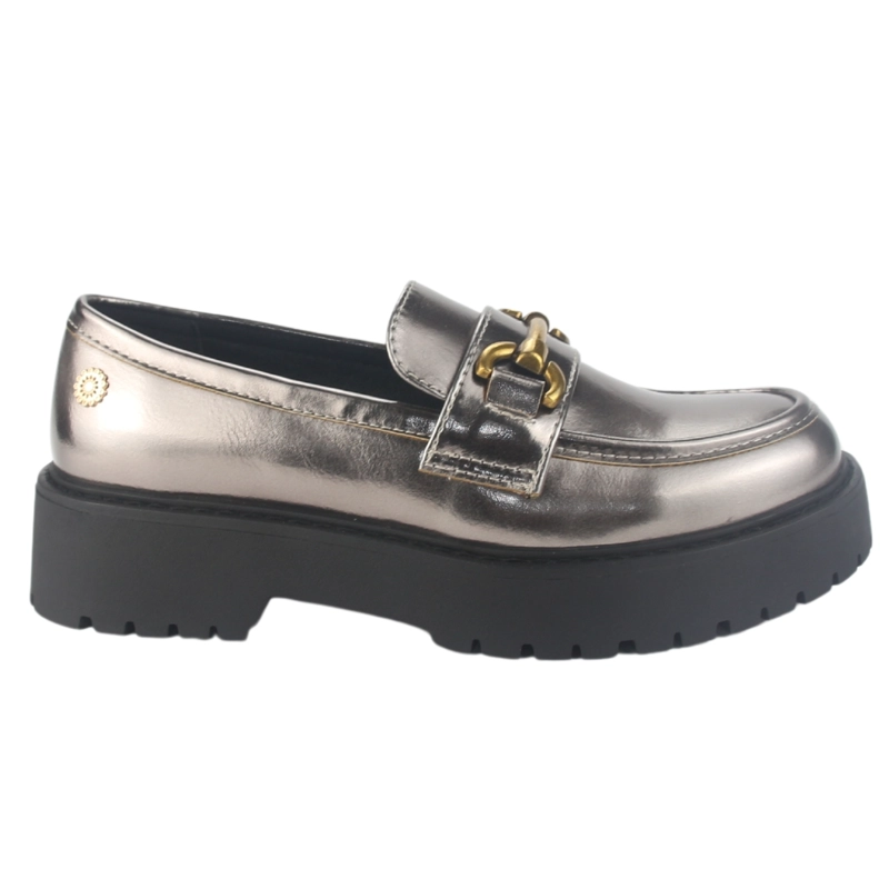 MOCASIN CHALADA MUJER LENIN-4 PLATEADO CASUAL - 1