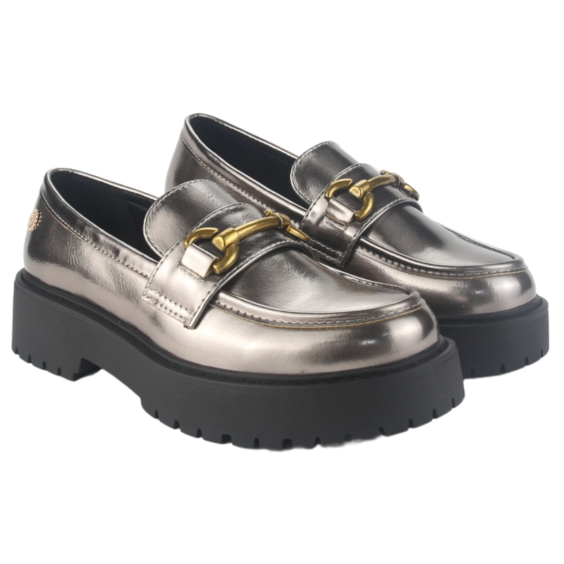MOCASIN CHALADA MUJER LENIN-4 PLATEADO CASUAL - 5