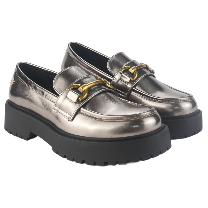 MOCASIN CHALADA MUJER LENIN-4 PLATEADO CASUAL - 5