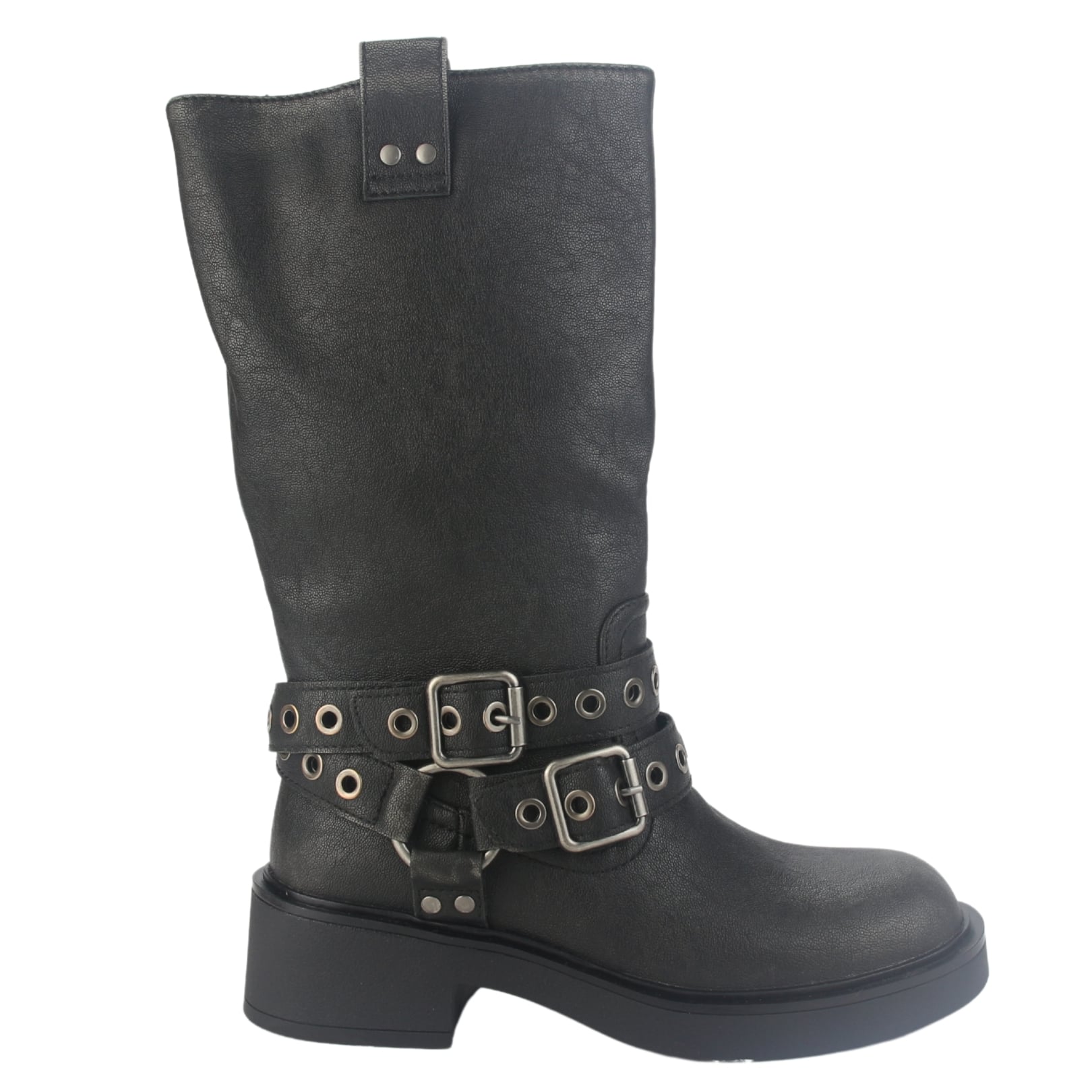 BOTIN CHALADA MUJER BIKER-6 NEGRO CASUAL - 1