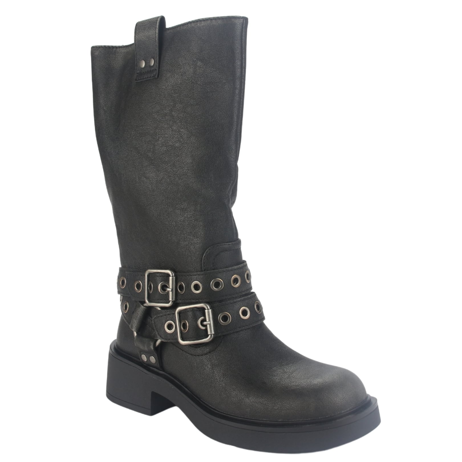 BOTIN CHALADA MUJER BIKER-6 NEGRO CASUAL - 3