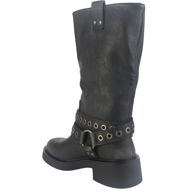 BOTIN CHALADA MUJER BIKER-6 NEGRO CASUAL - 4