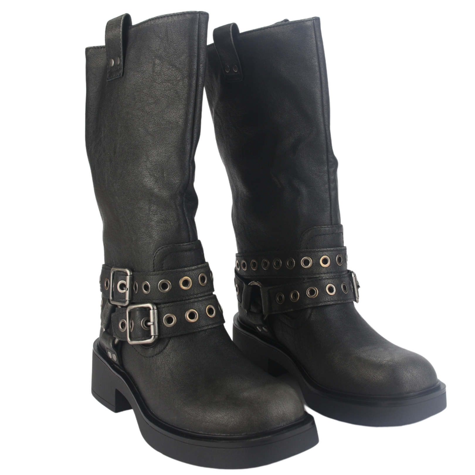 BOTIN CHALADA MUJER BIKER-6 NEGRO CASUAL - 5