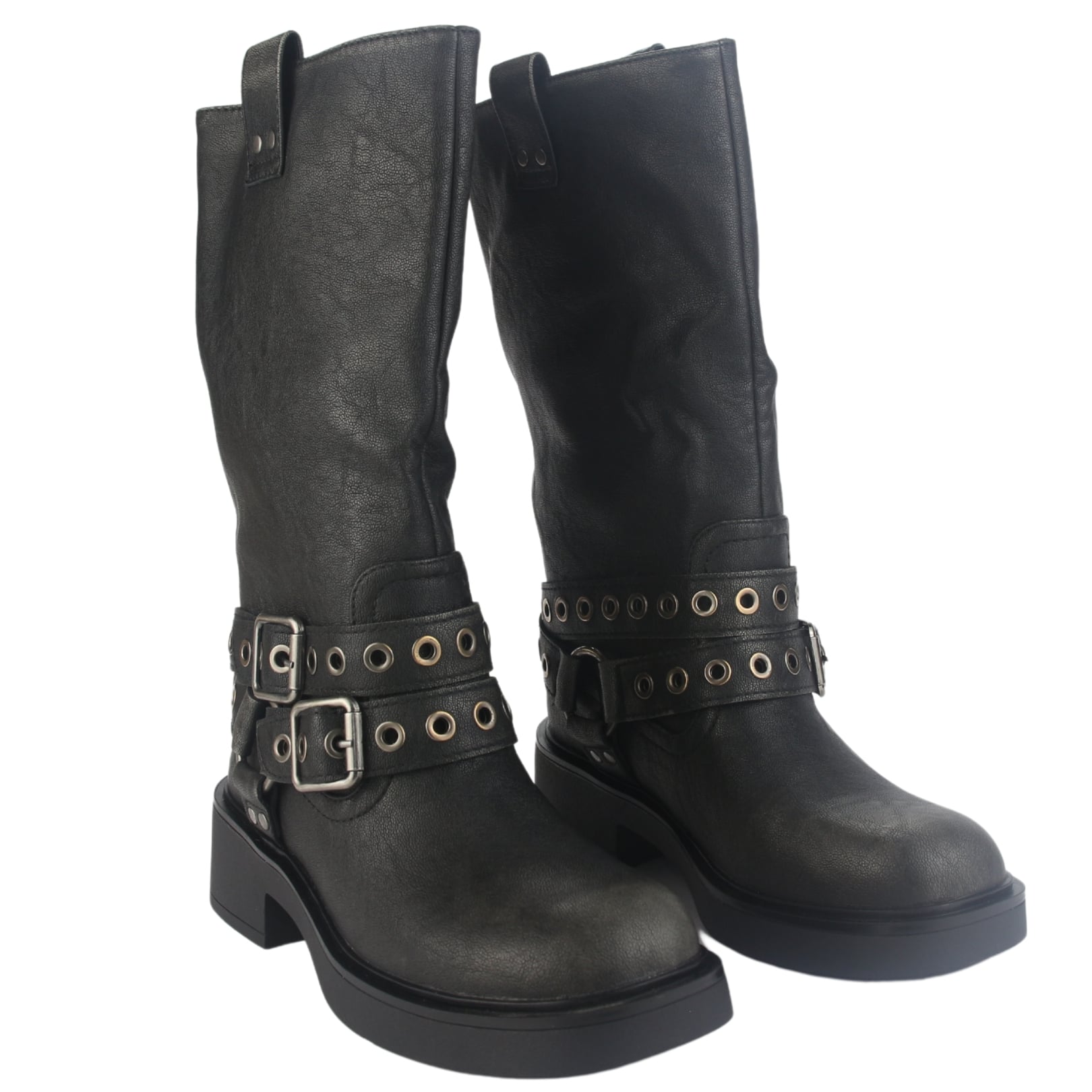 BOTIN CHALADA MUJER BIKER-6 NEGRO CASUAL - 5