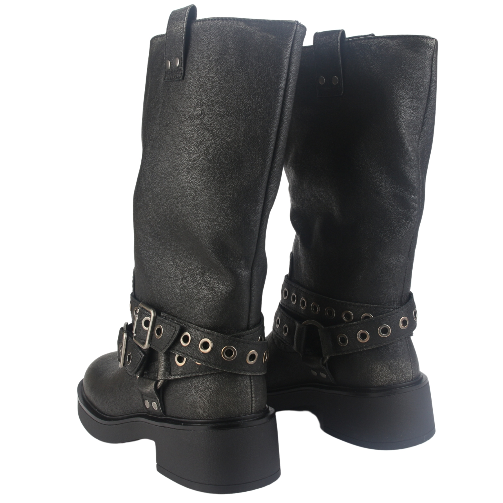 BOTIN CHALADA MUJER BIKER-6 NEGRO CASUAL - 6