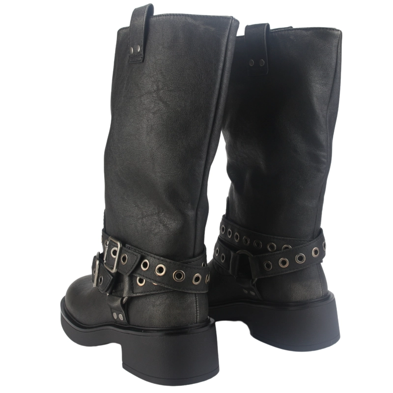 BOTIN CHALADA MUJER BIKER-6 NEGRO CASUAL - 6