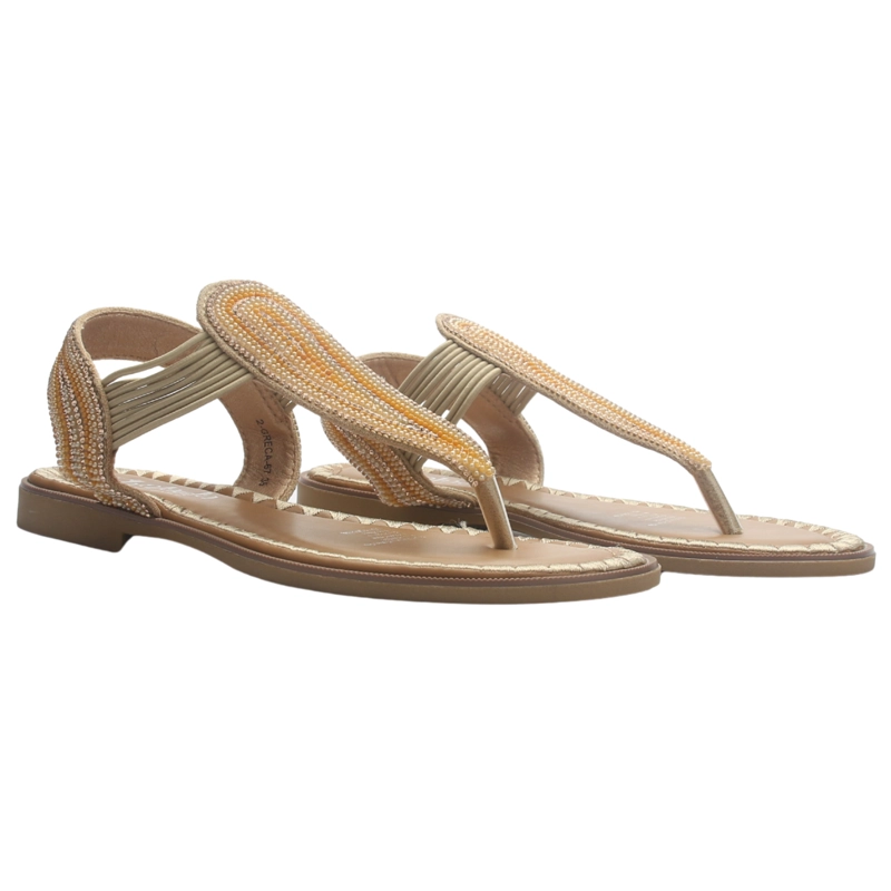 SANDALIA MUJER CASUAL BEIGE CHALADA GRECA-67 - 5