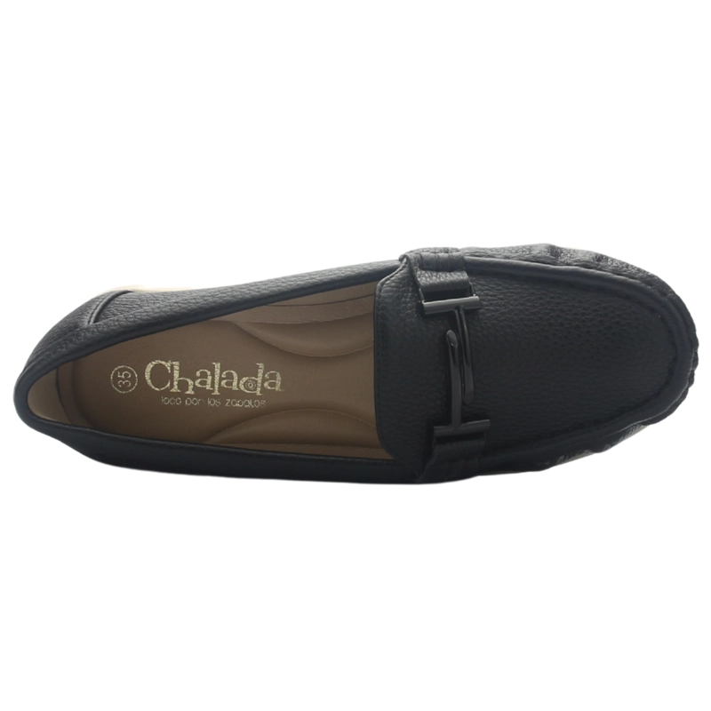 MOCASIN DE MUJER DE COLOR NEGRO CASUAL CHALADA LEVE-1 - 5