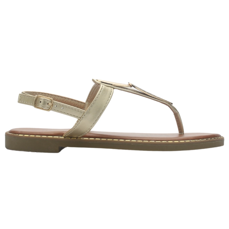 SANDALIA MUJER CASUAL DORADO CHALADA BUCKEL-4 - 1