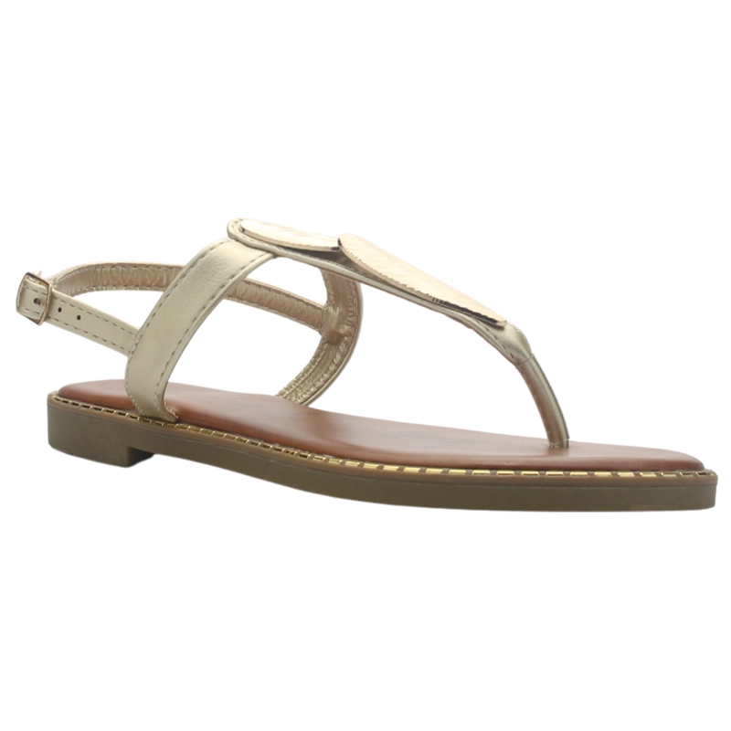 SANDALIA MUJER CASUAL DORADO CHALADA BUCKEL-4 - 3