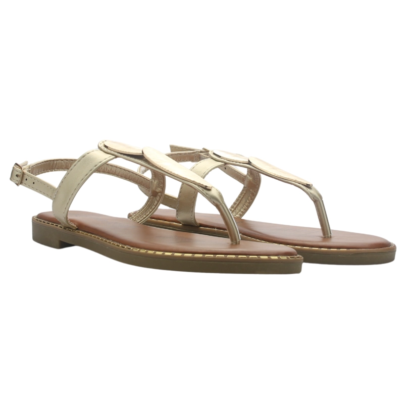 SANDALIA MUJER CASUAL DORADO CHALADA BUCKEL-4 - 5