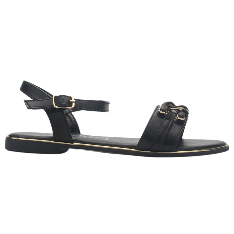 SANDALIA MUJER CASUAL NEGRO CHALADA BUCKEL-3 - 1