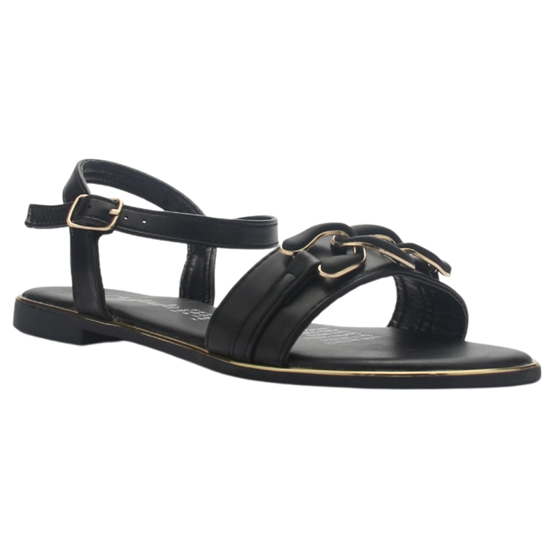SANDALIA MUJER CASUAL NEGRO CHALADA BUCKEL-3 - 3