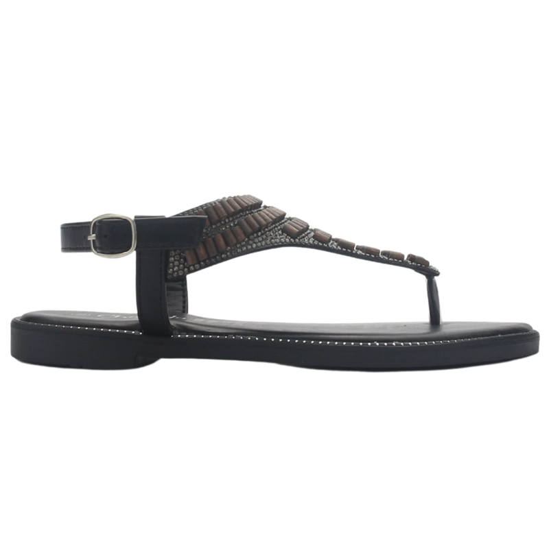 SANDALIA MUJER CASUAL NEGRO CHALADA BUCKEL-5 - 1