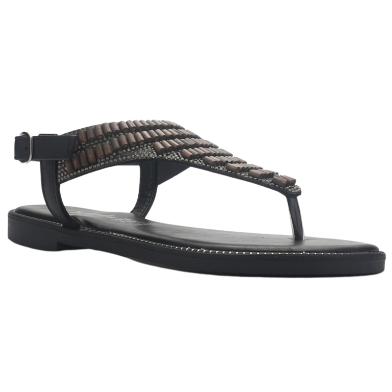 SANDALIA MUJER CASUAL NEGRO CHALADA BUCKEL-5 - 3