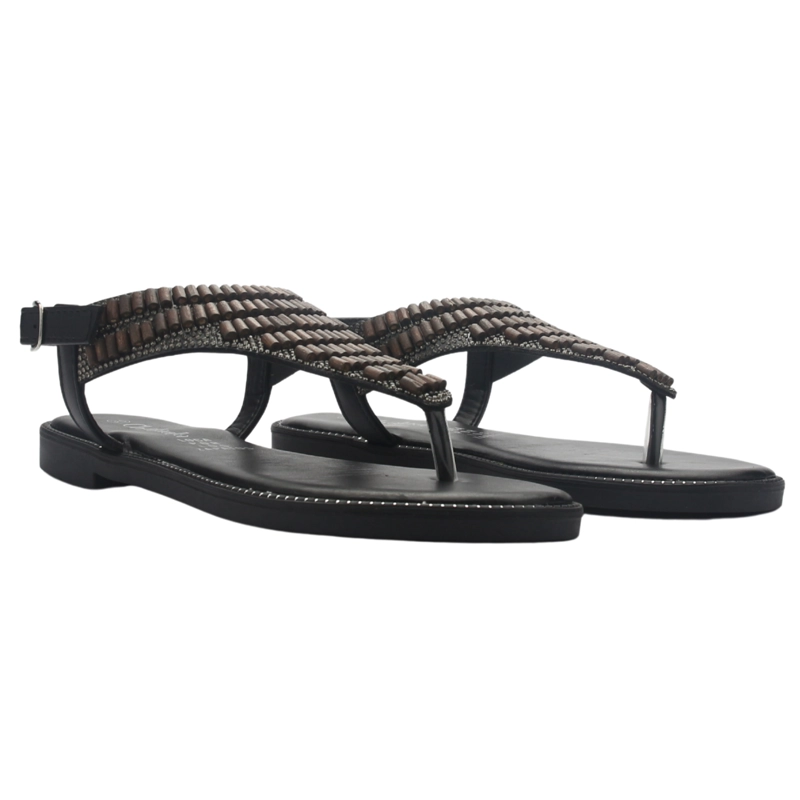 SANDALIA MUJER CASUAL NEGRO CHALADA BUCKEL-5 - 5