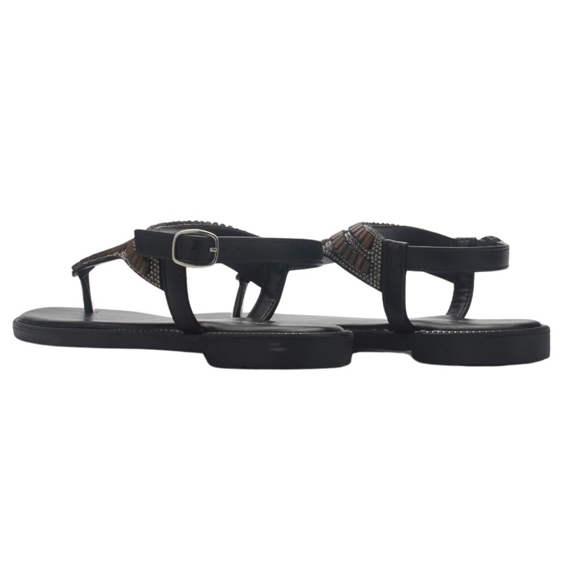 SANDALIA MUJER CASUAL NEGRO CHALADA BUCKEL-5 - 6