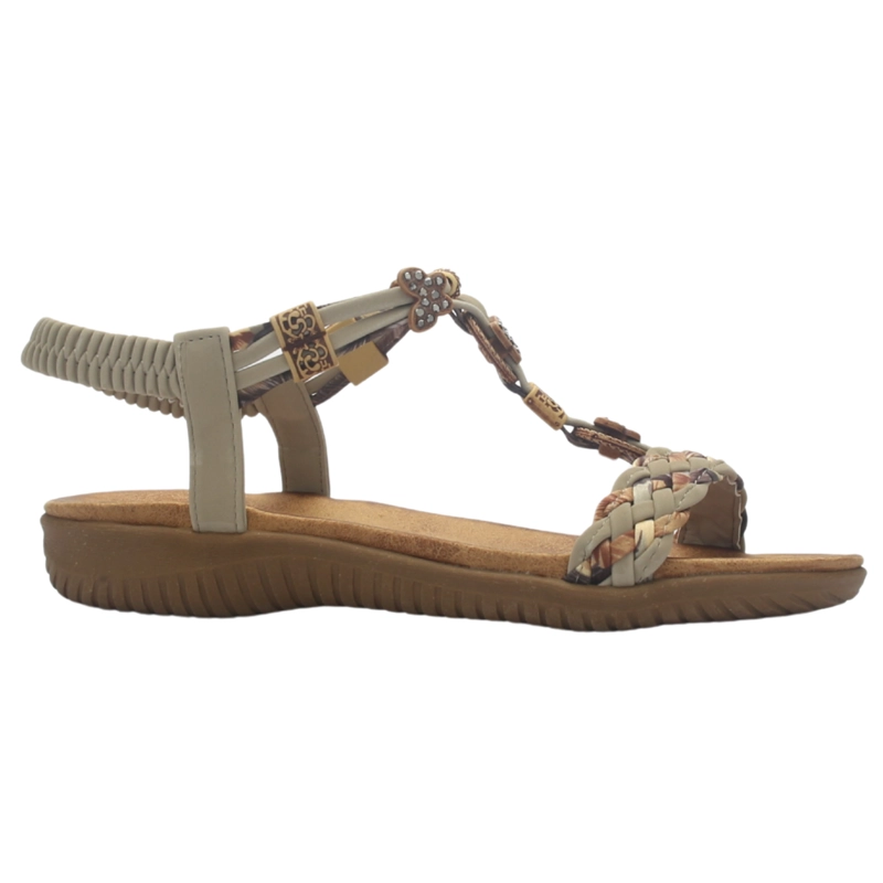 SANDALIA MUJER CASUAL TAUPE CHALADA CLARA-11 - 1