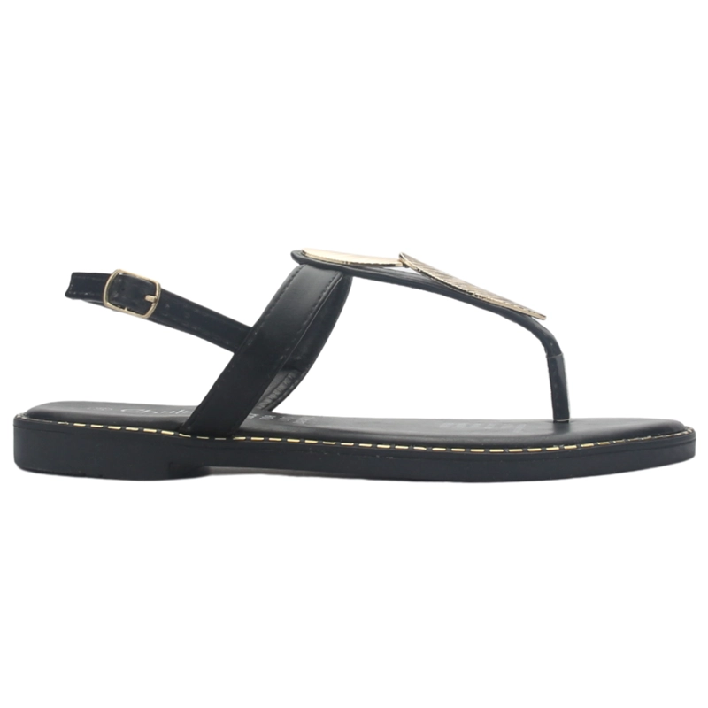 SANDALIA MUJER CASUAL NEGRO CHALADA BUCKEL-4 - 1