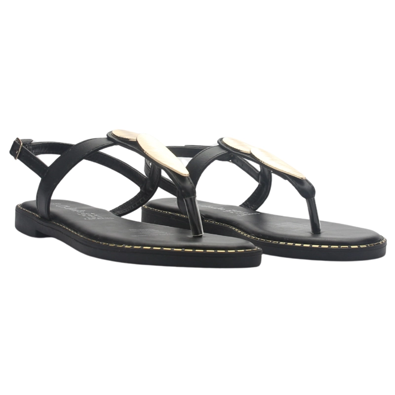 SANDALIA MUJER CASUAL NEGRO CHALADA BUCKEL-4 - 5