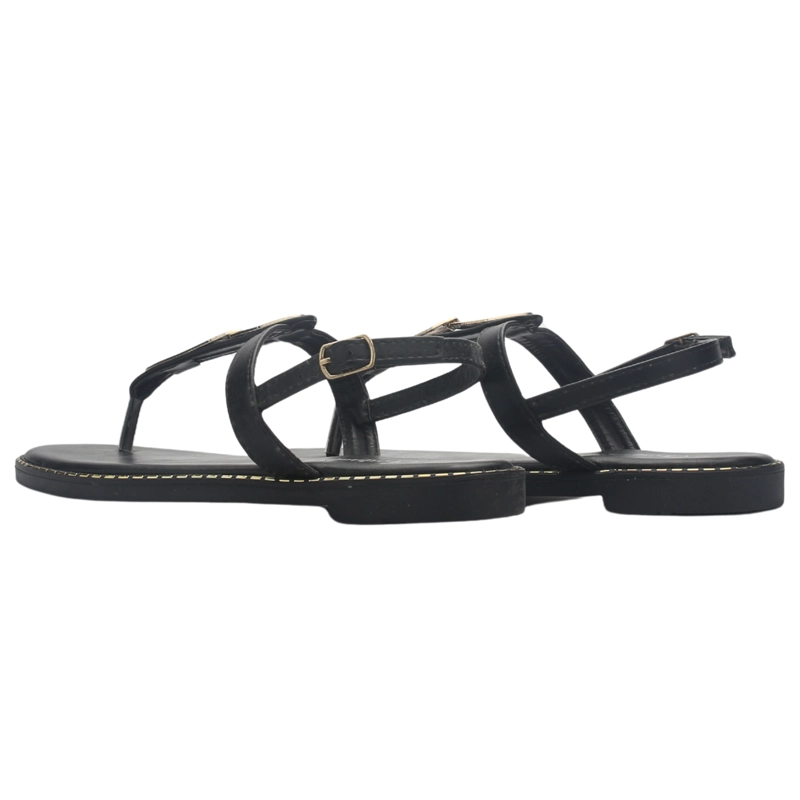 SANDALIA MUJER CASUAL NEGRO CHALADA BUCKEL-4 - 6