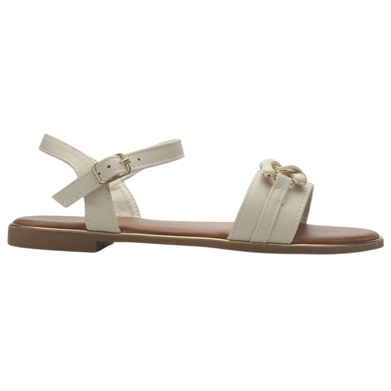 SANDALIA MUJER CASUAL BEIGE CHALADA BUCKEL-3 - 1