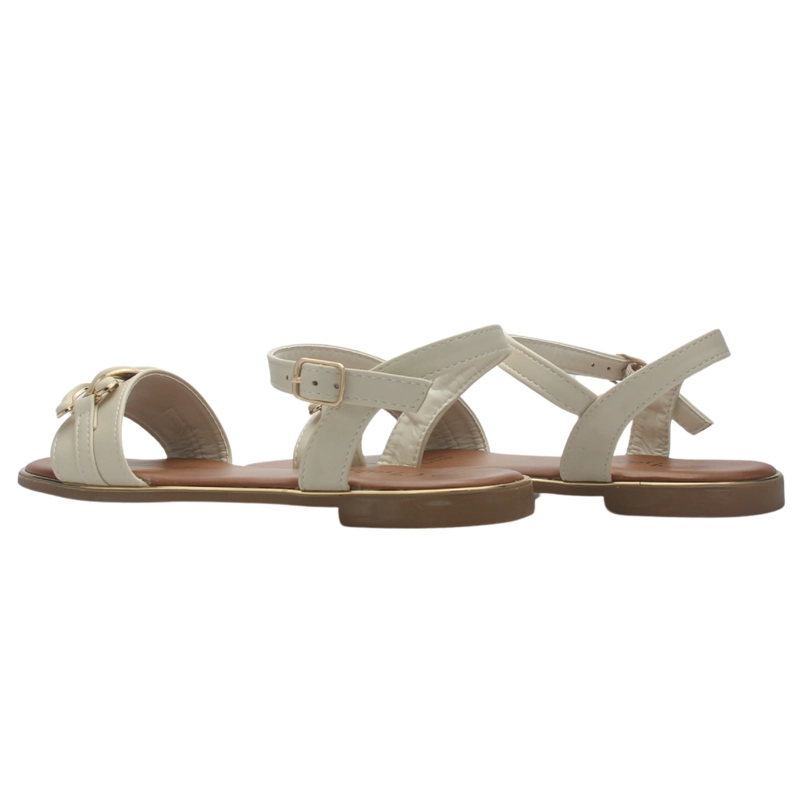 SANDALIA MUJER CASUAL BEIGE CHALADA BUCKEL-3 - 6