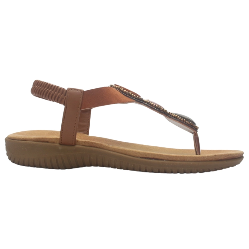 SANDALIA MUJER CASUAL CAMEL CHALADA CLARA-12 - 1