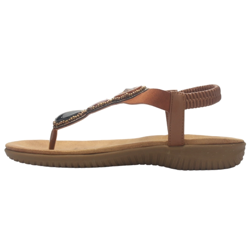 SANDALIA MUJER CASUAL CAMEL CHALADA CLARA-12 - 2