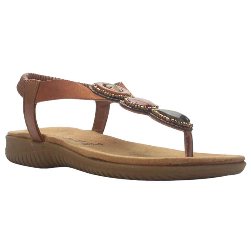 SANDALIA MUJER CASUAL CAMEL CHALADA CLARA-12 - 3