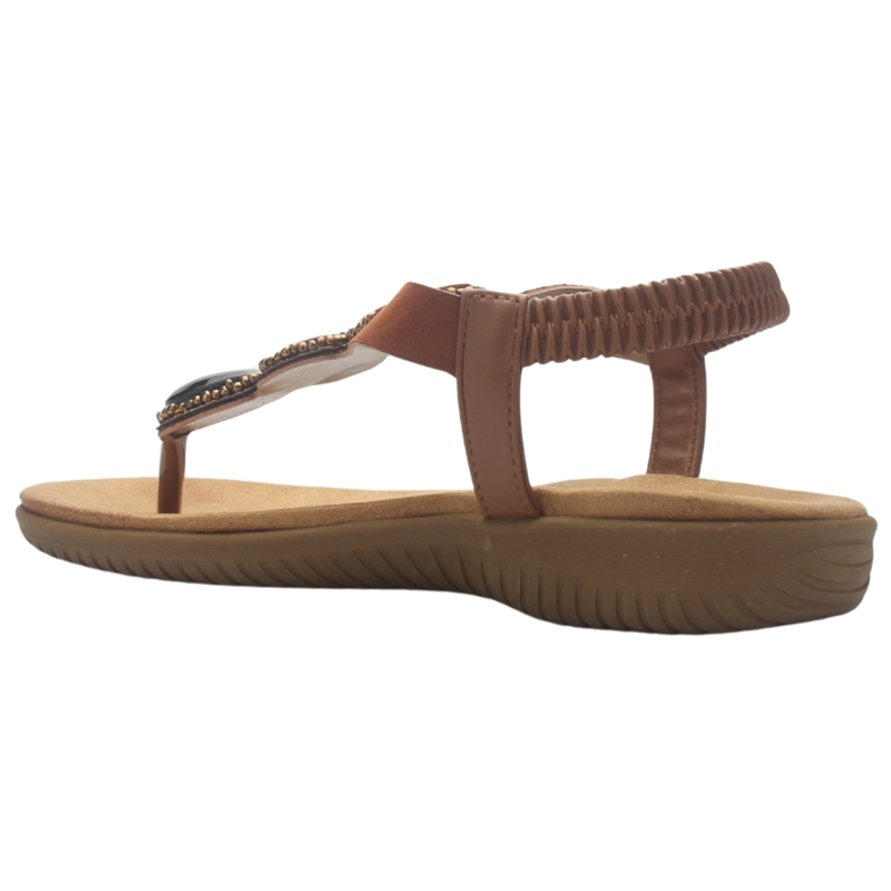 SANDALIA MUJER CASUAL CAMEL CHALADA CLARA-12 - 4
