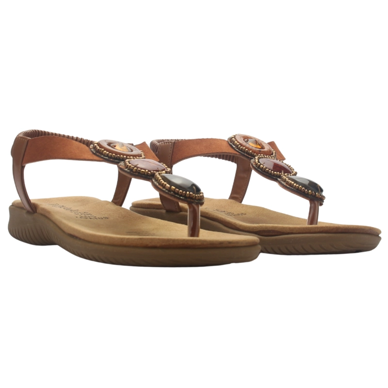 SANDALIA MUJER CASUAL CAMEL CHALADA CLARA-12 - 5