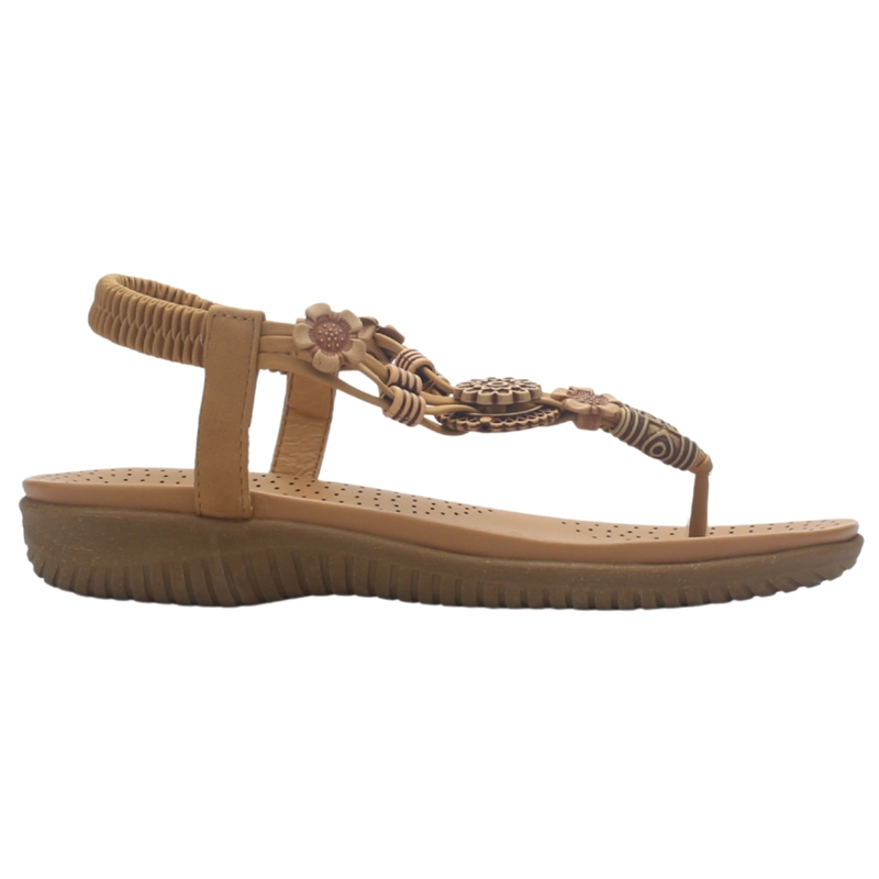 SANDALIA MUJER CASUAL CAMEL CHALADA CLARA-10 - 1