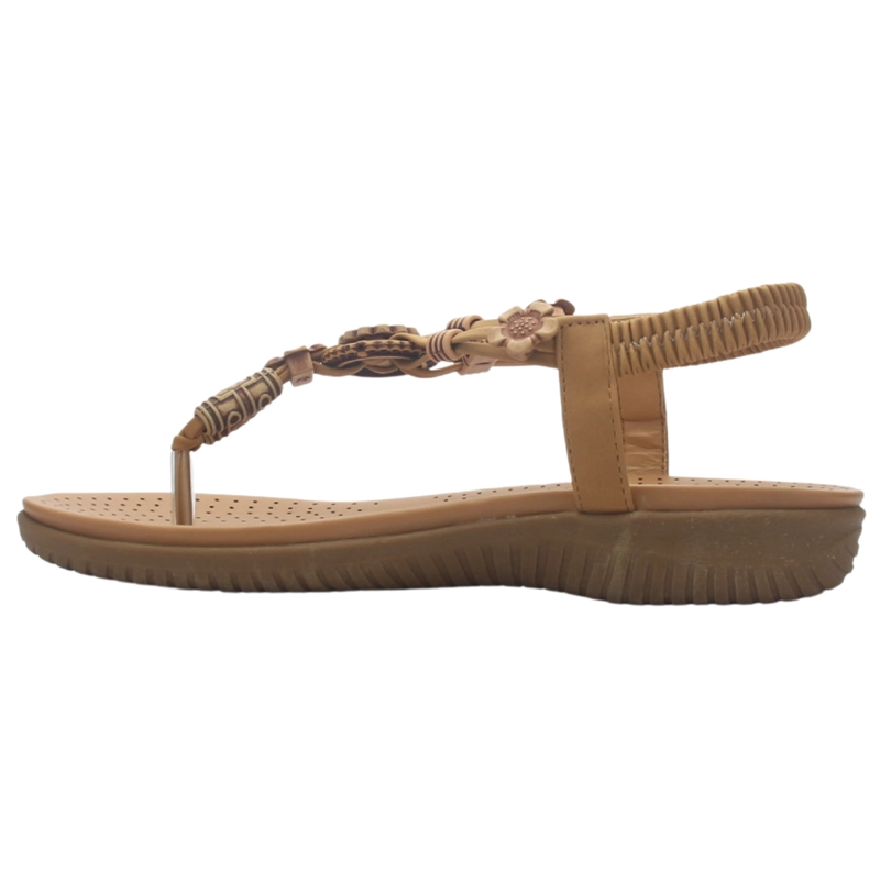 SANDALIA MUJER CASUAL CAMEL CHALADA CLARA-10 - 2