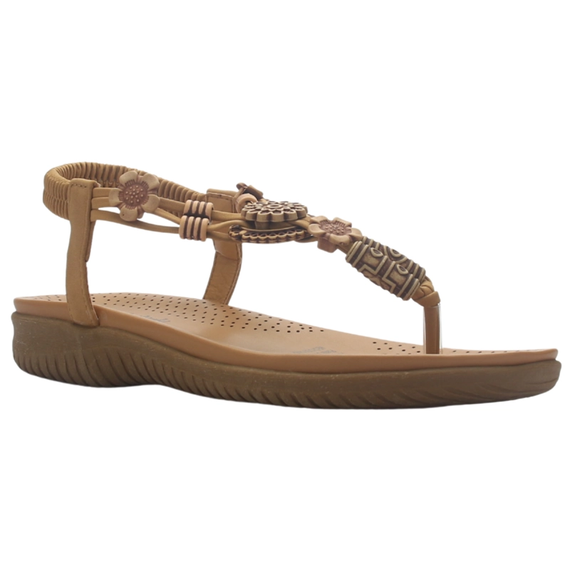 SANDALIA MUJER CASUAL CAMEL CHALADA CLARA-10 - 3