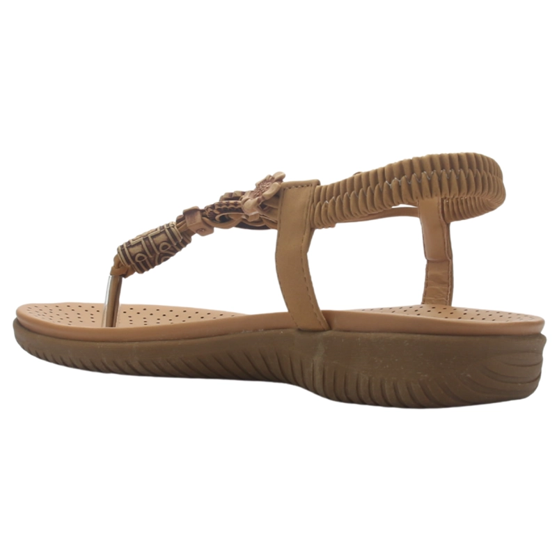 SANDALIA MUJER CASUAL CAMEL CHALADA CLARA-10 - 4